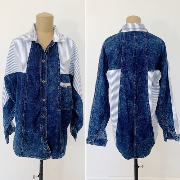 VINTAGE Traffic denim button up oversized shirt